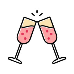 Toasting with champagne glasses with drinks Vector Icon