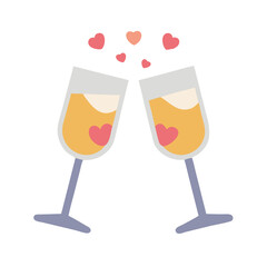 Toasting with champagne glasses with drinks Vector Icon