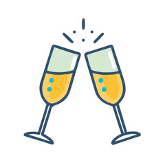 Toasting with champagne glasses with drinks Vector Icon
