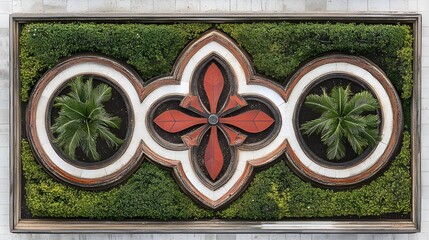 Vibrant plant arrangement in flourishing garden urban setting aerial view natural beauty