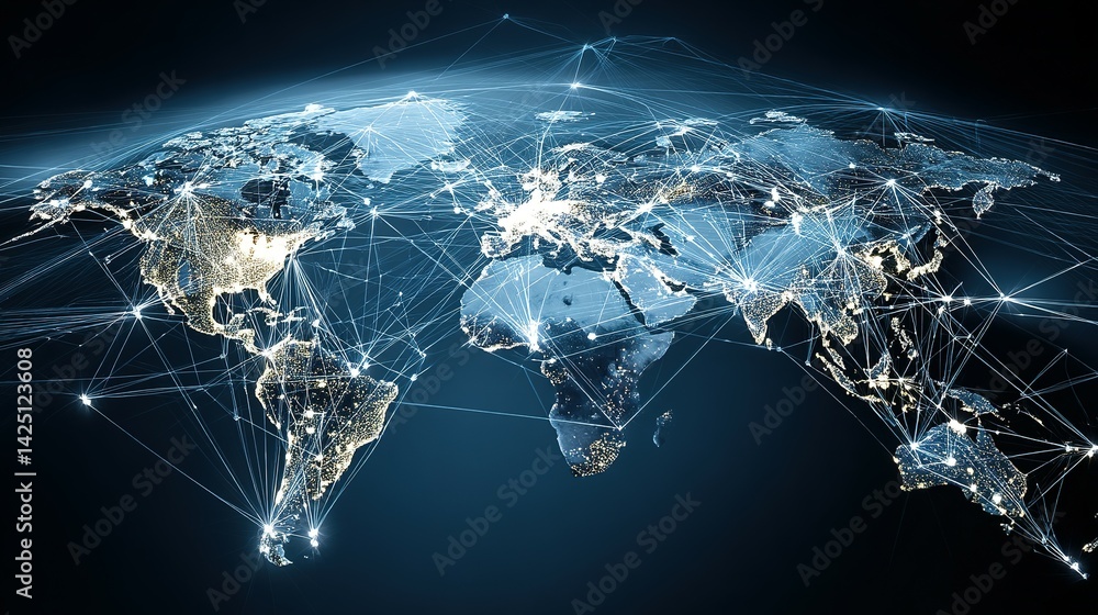 Poster global interconnectedness via digital networks.