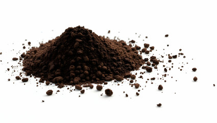 Pile of rich garden soil against a bright field, illustrating earth, agriculture, and the importance of soil health in a bright, clean studio shot