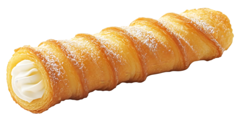 Isolated Photo of Cream Filled Pastry Dessert on Transparent Background