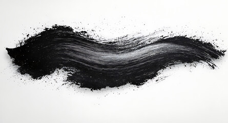 Black paint stroke texture isolated on white background for grunge design element