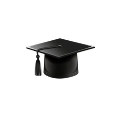 Realistic 3D black graduation cap icon isolated on white background
