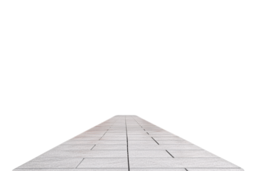 Infinite gray stone pathway stretches into darkness, creating depth and a sense of journey, isolated on a transparent background