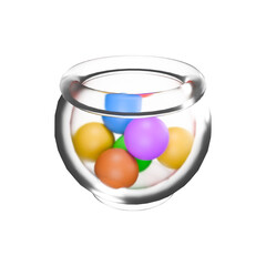 Glass Bowl with Colorful Balls