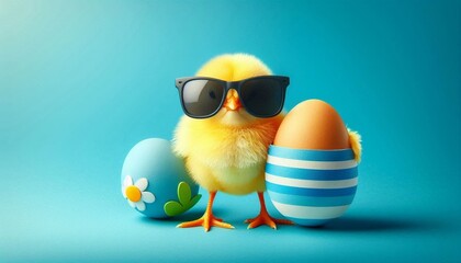 Easter chick and egg. Joyful Easter image.