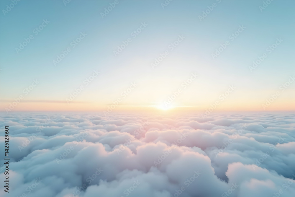Aufkleber serene cloudscape at sunrise with a soft pastel sky and a horizon line ideal for adding text or grap