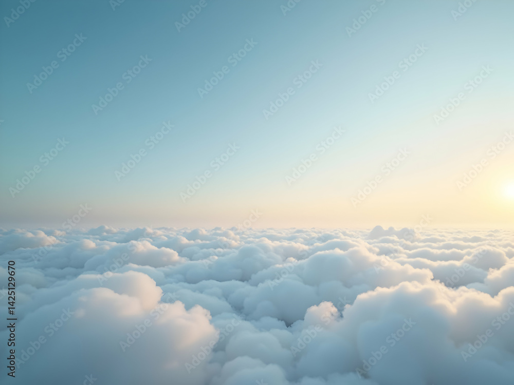 Poster serene cloudy sky aerial view for text placement featuring a soft horizon line ideal for inspiration