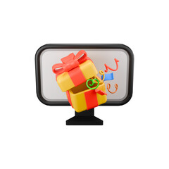 Monitor with Ribbon and Confetti