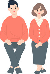 Young Couple Taking a Photo Together – Love Concept Illustration