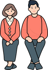 Young Couple Taking a Photo Together – Love Concept Illustration