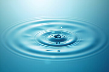Serene Water Drop Creates Perfect Ripples, A Captivating Abstract Close-Up Displaying Tranquility and the Beauty of Fluid Dynamics in Clear Water