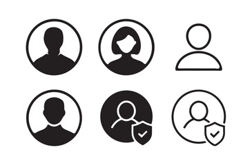 Big Profile icon. Avatar icons set. Male and female head silhouettes. Vector Illustration Eps 10