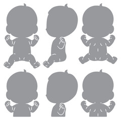 赤ちゃんの全身シルエットイラストセット
