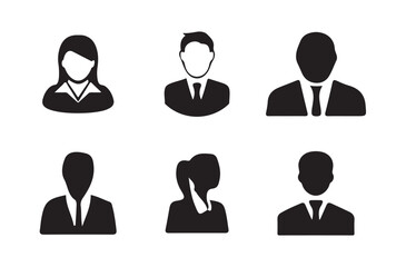 Big Profile icon. Avatar icons set. Male and female head silhouettes. Vector Illustration Eps 10
