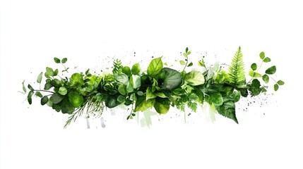 Obraz premium Delicate watercolor render of springtime greens in loose, natural arrangement