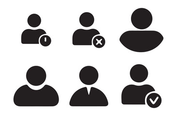 Black User profile login icon vector set. User icons for app or web site. User avatar icon or button. Person icon. Vector Illustration