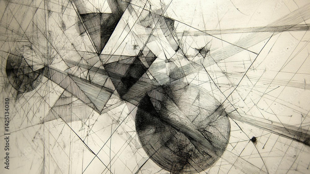 Aufkleber abstract geometric shapes and lines create a complex design.