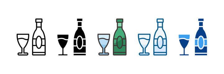 Champagne Icon Set Multiple Style Collection