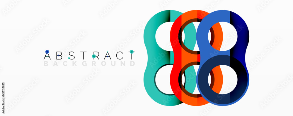Poster colorful overlapping circles create modern abstract design. bright hues blend, forming dynamic compo