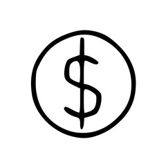 Obraz premium Outline Handdrawn Dollar Icon