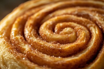 Fototapeta premium Golden spiral sweet roll baked pastry food