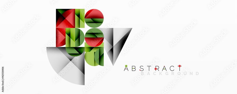 Aufkleber Abstract geometric design featuring colorful overlapping squares, rectangles. Gradient shades create depth, modern aesthetic. Minimalist composition, clean lines, white background.