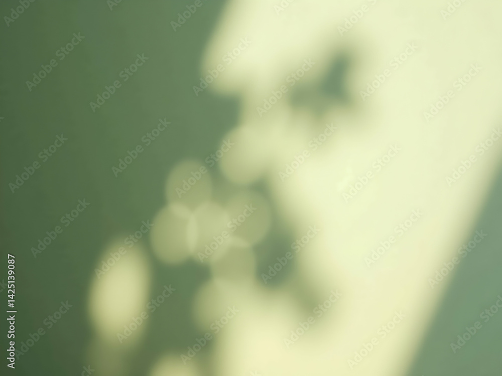 Poster subtle leaf shadow overlay on a muted green surface, ideal for quiet backgrounds and emphasizing lig
