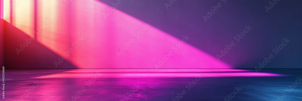 Poster light rays in empty room casting colorful shadows on floor