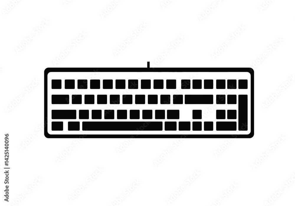 Fototapete keyboard silhouette. this image shows a black and white outline of a computer keyboard, highlighting