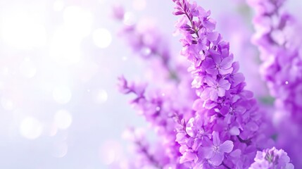 Naklejka premium Delicate purple flowers in soft focus, with a gentle bokeh background