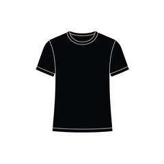 Naklejka premium Shirt silhouette. This image shows a black and white outline of a t-shirt, also known as apparel or garment. Vector clipart illustration design.
