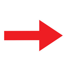Red arrow silhouette. This image shows a bright red arrow pointing to the right, commonly used in designs to indicate direction or movement. Vector clipart illustration design.