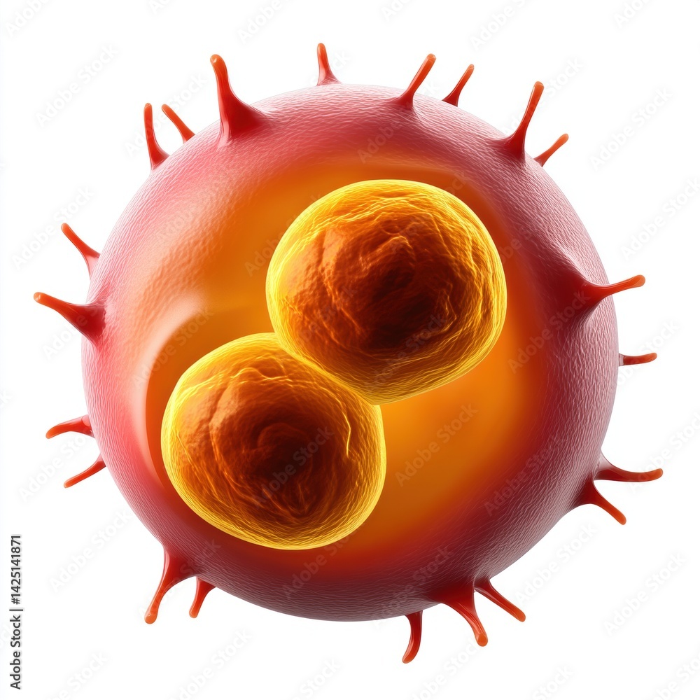 Poster a vibrant, digitally rendered image of a cell, showcasing its membrane and internal structure with t