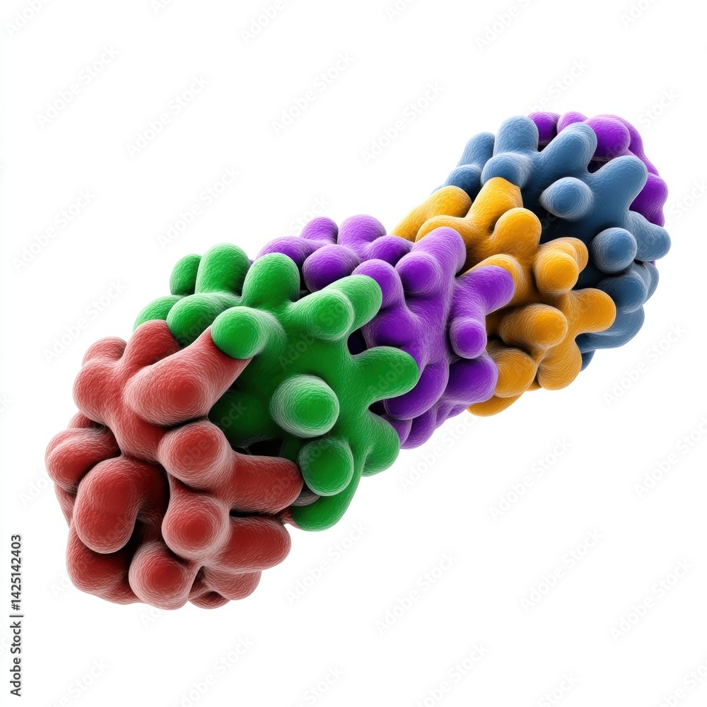 Aufkleber a colorful 3d representation of a molecular structure, showcasing interconnected shapes and various 