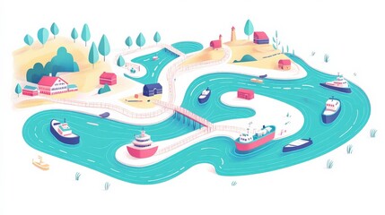Analyzing Waterway Traffic Patterns in Pastel Colors