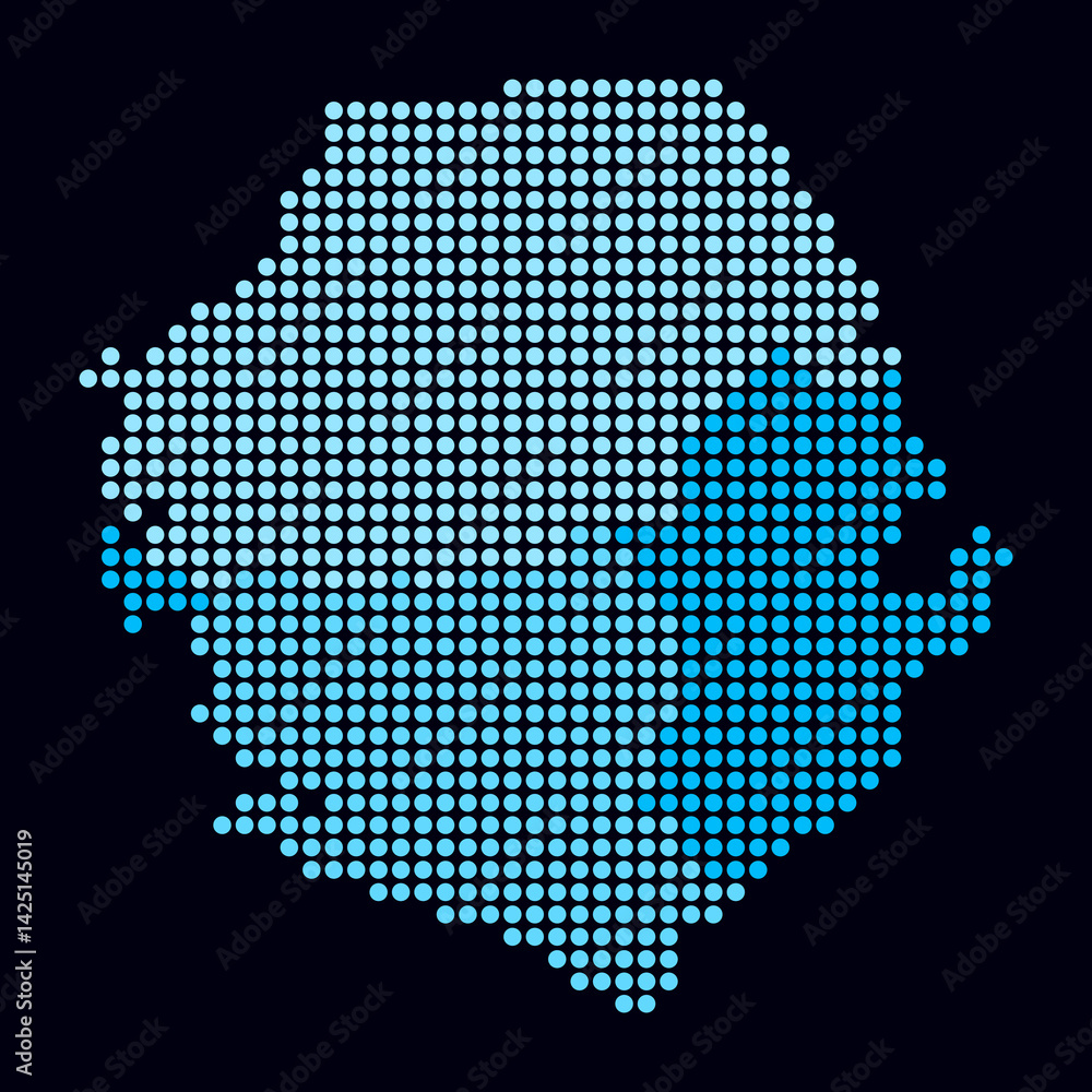 Poster sierra leone dotted map. digital style map of the country on dark background. sierra leone shape wit