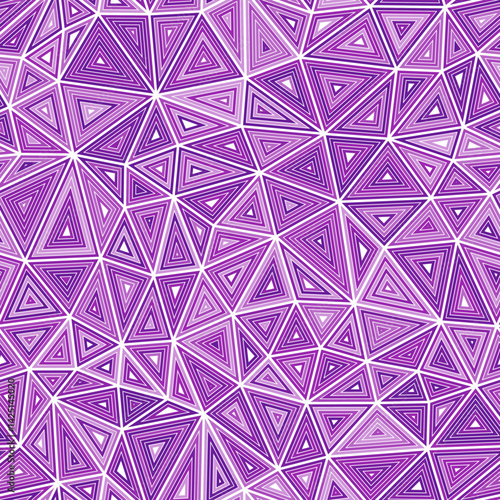 Poster mosaic background. medium triangles size. multiple repeated inner triangles. monotone colored style.