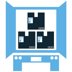 Goods loading icon vector for freight handling, cargo organization, and export preparation. Ideal for warehouse logistics, shipping setup, and transport operation illustration.