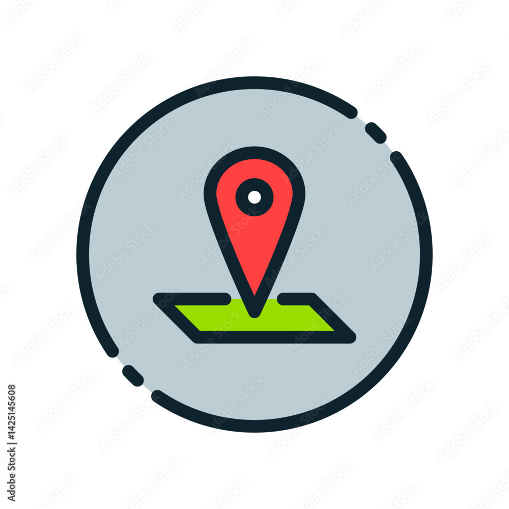 Poster design illustration graphic of location icon with colored line style. suitable for ui, mobile design