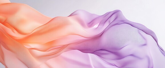 Obraz premium Light peach and lavender hues merging in a soft gradient on a solid pale grey background.