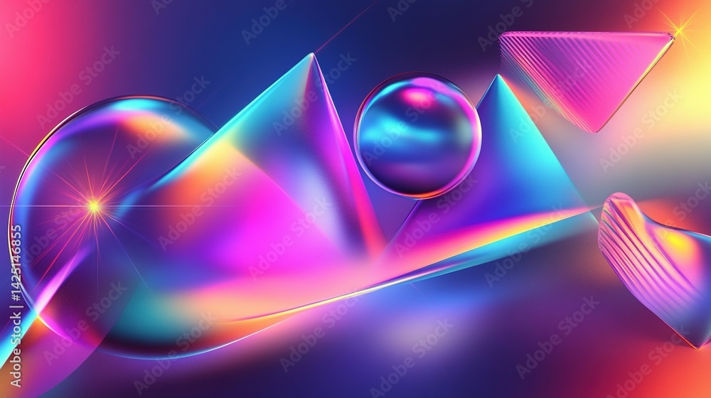 Poster vibrant geometric shapes create a dynamic abstract design.