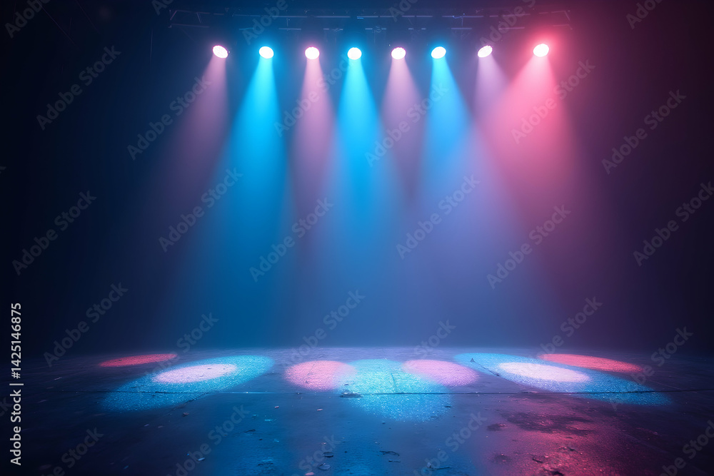 Aufkleber vibrant stage illumination with holographic textures and shimmering light effects creating a dynamic