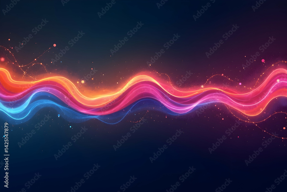 Poster vibrant waveform illustration, a dynamic display of colorful energy and flowing lines, perfect for a