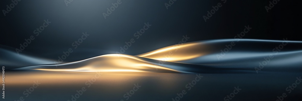 Poster smooth wave abstract background with golden highlight and fluid shapes