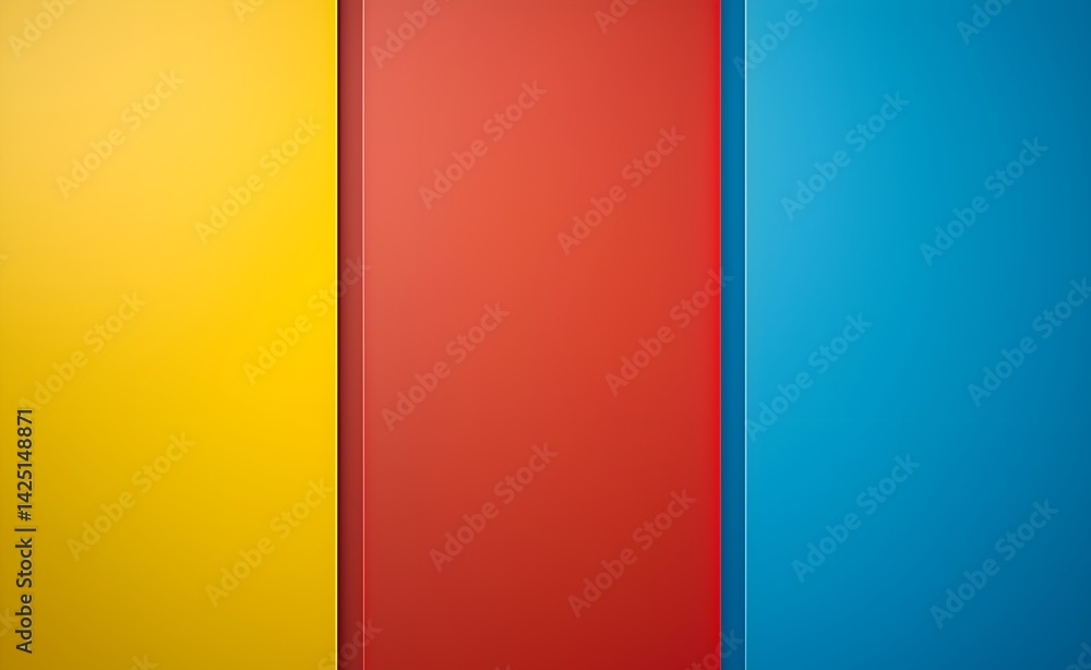 Poster colorful abstract of geometric design: striking close-up view of vibrant yellow, red and blue rectan