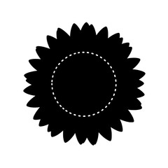 Sunflower Silhouette: A striking, stylized sunflower silhouette, a minimalist artwork featuring a bold black outline and a central dotted circle, perfect for design projects and artistic endeavors.