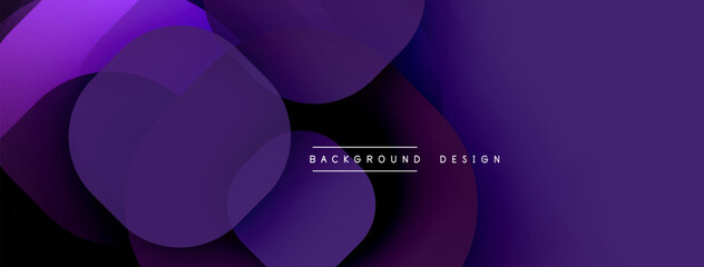 Abstract purple layers create dynamic composition. Overlapping shapes suggest depth, modern aesthetic. Minimalist design suitable for backgrounds, presentations. Smooth gradients enhance visual appeal